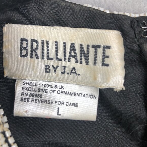 Vintage Brilliante by JA Dress Womens Large Black White Silk Beaded Cocktail - Picture 8 of 16